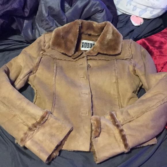 Reversible light brown fur jacket - Picture 3 of 4